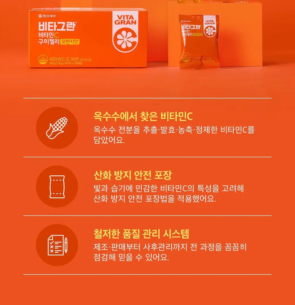 [동아제약] 비타그란 비타민C 구미젤리 오렌지맛 15개입 (15일분) 상세페이지 9